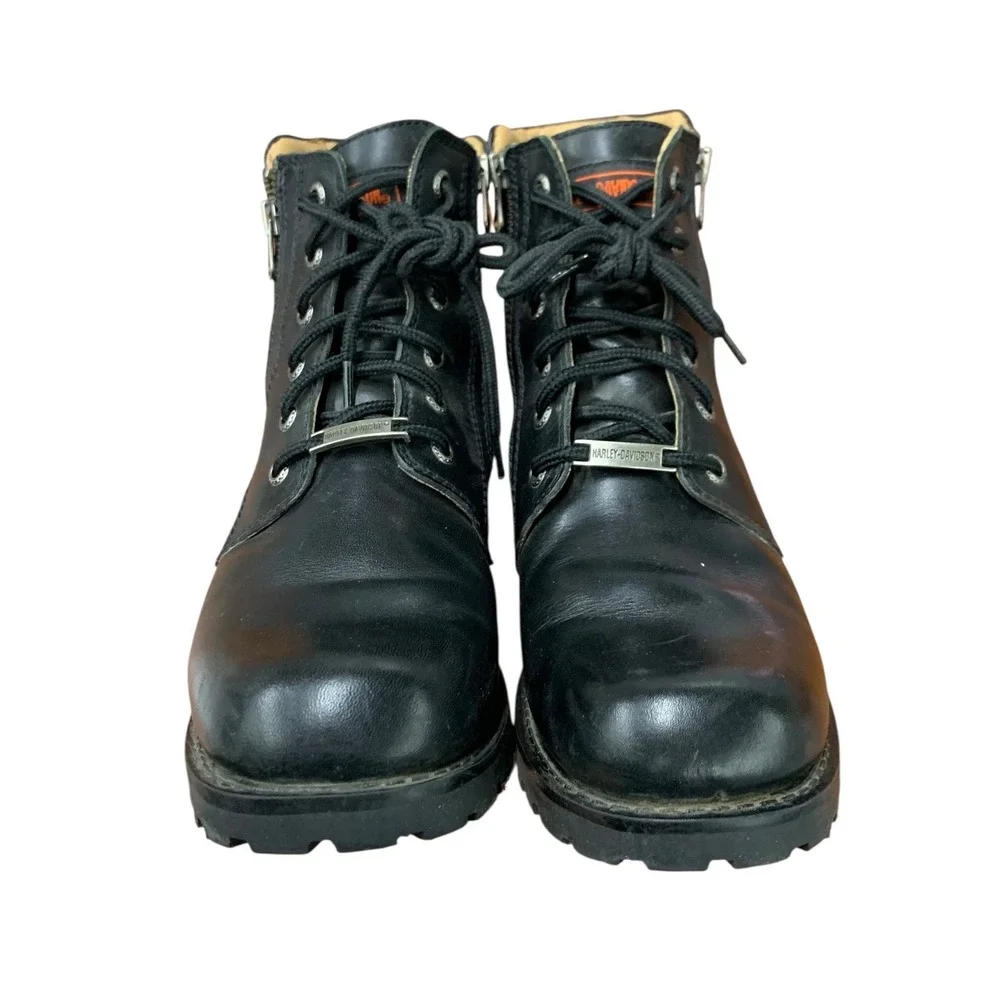 Harley-Davidson Men's‎ Black Leather Lace Up Motorcycle Ankle Boots Size 7.5 USA